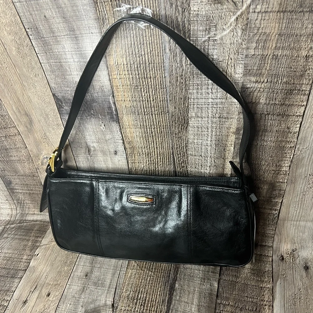 Oroton black leather shoulder handbag - Picture 3 of 15